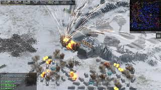 Strategy combat attack on a tank base with lvl 4 flaks
