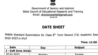 8th class datesheet out for #jkut session 2022-2023 screenshot 4