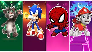 Talking Tom 🆚 Sonic Prime 🆚 Marvel’s Spidey 🆚 PAW Patrol | Tiles Hop EDM Rush🎶 | Who Is Best?🎯