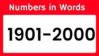 Numbers 1901 to 2000 || 1901 To 2000 Numbers in words in English ||1901-2000 English numbers