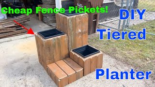 Tiered Planters made from repurposed wood fence panels