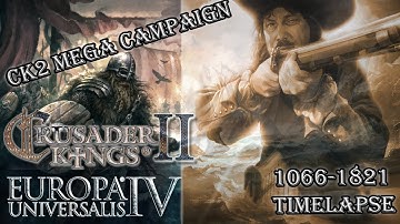 CK2 to EU4 Super Campaign (1066-1821) Time-lapse (A.I only)
