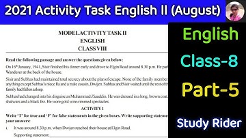 WB 2021 model activity task English part 5 class 8,model activity task English part5 class viii 2021