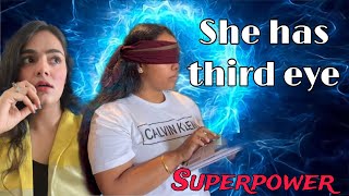 My sister has a superpower 😱 | She can read with a blindfold on ! 🥶