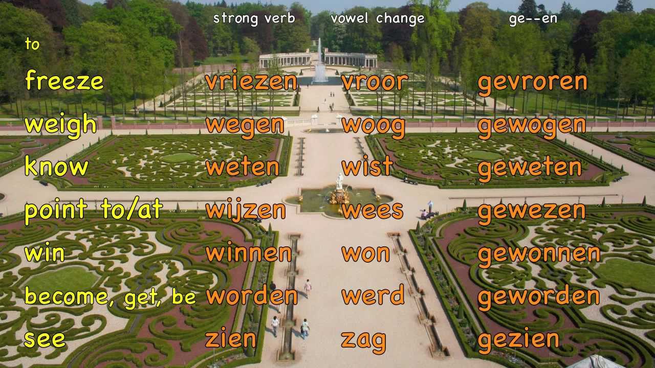 Dutch Verbs 2 6 B List Of Strong Verbs N Z 125 Strong Verbs 