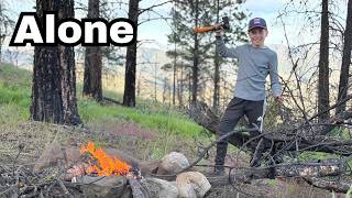 Survival Camping in the Mountains - Bears, No Shelter, Food over Fire