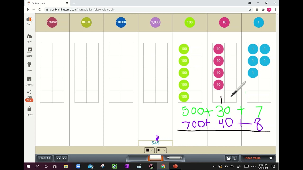 Regrouping with Place Value Disks