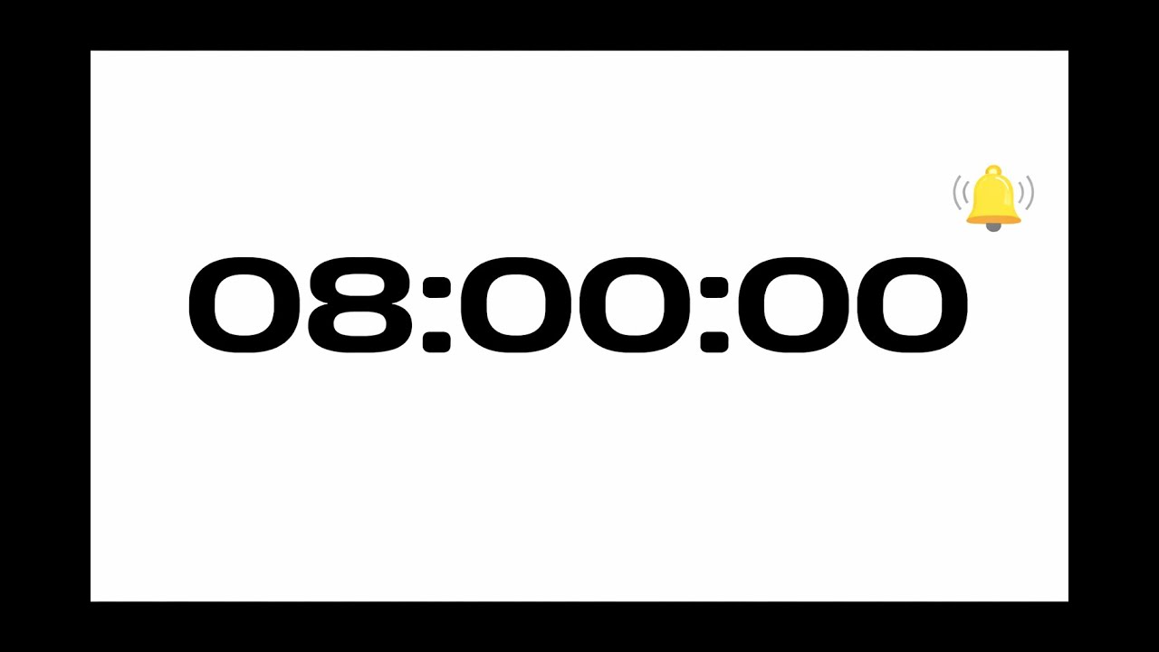 8 Hour Focus Countdown Timer | No Music | Black Screen