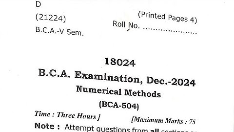Numerical Method   (Code : BCA-504) Solved Paper - Dec - 2024 (CCS University Meerut)