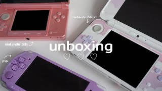 Unboxing -  pink nintendo 3ds/ lavender new nintendo 2ds xl -  purple psp 3000  | ☆