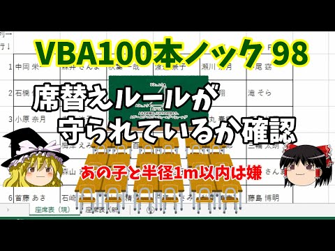 VBA100本ノック98・席替えルールが守られているか確認【ゆっくり解説】