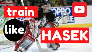 TRAIN LIKE HASEK: blocking and reaction saves and we show you the exact screen drills Hasek did.