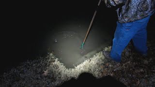 Unblocking a Clogged and Flooded Street Drain at Night