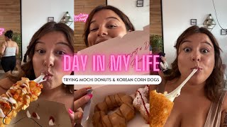 Trying mochi donuts & Korean corndogs for the first time