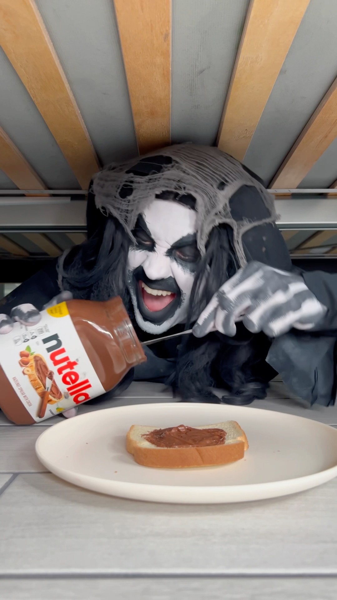 Clown takes Nutella bread from monster ?? #shorts