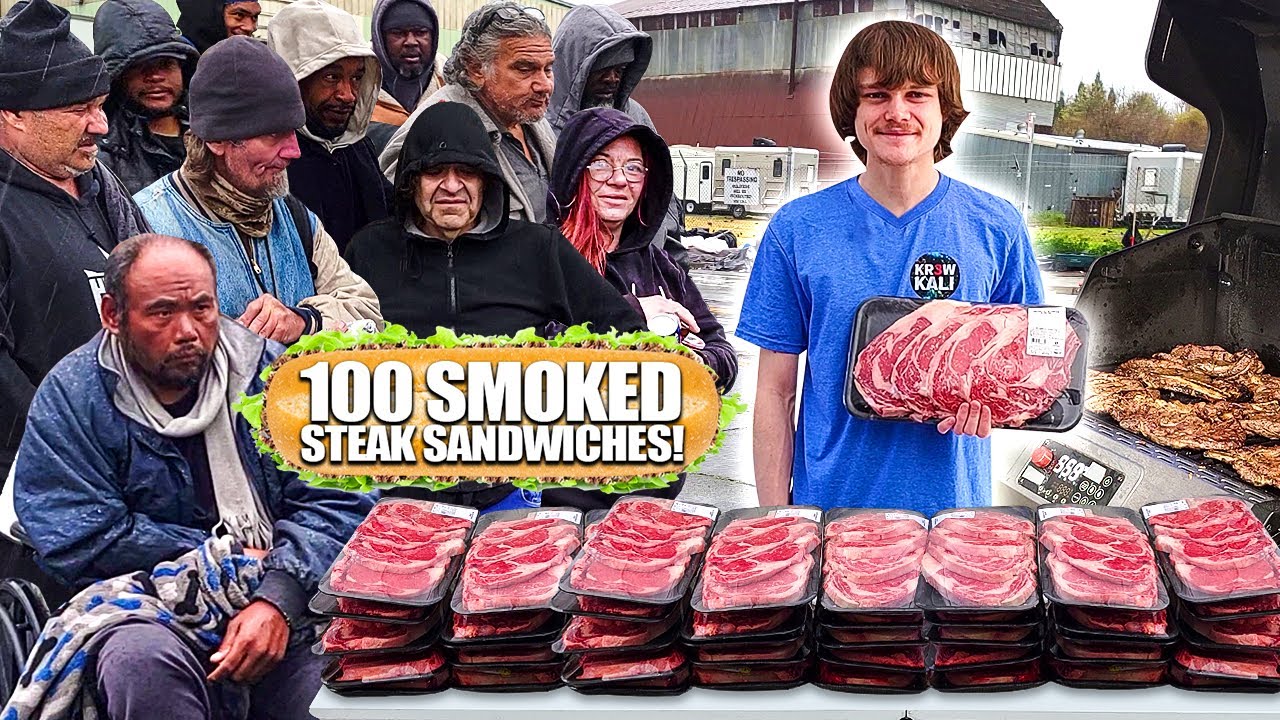 Smoking 100 Steak Sandwiches For The Homeless!