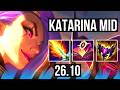 KATARINA vs YONE (MID) | Perfect KDA: 18/0/1 | KR Master | 26.10
