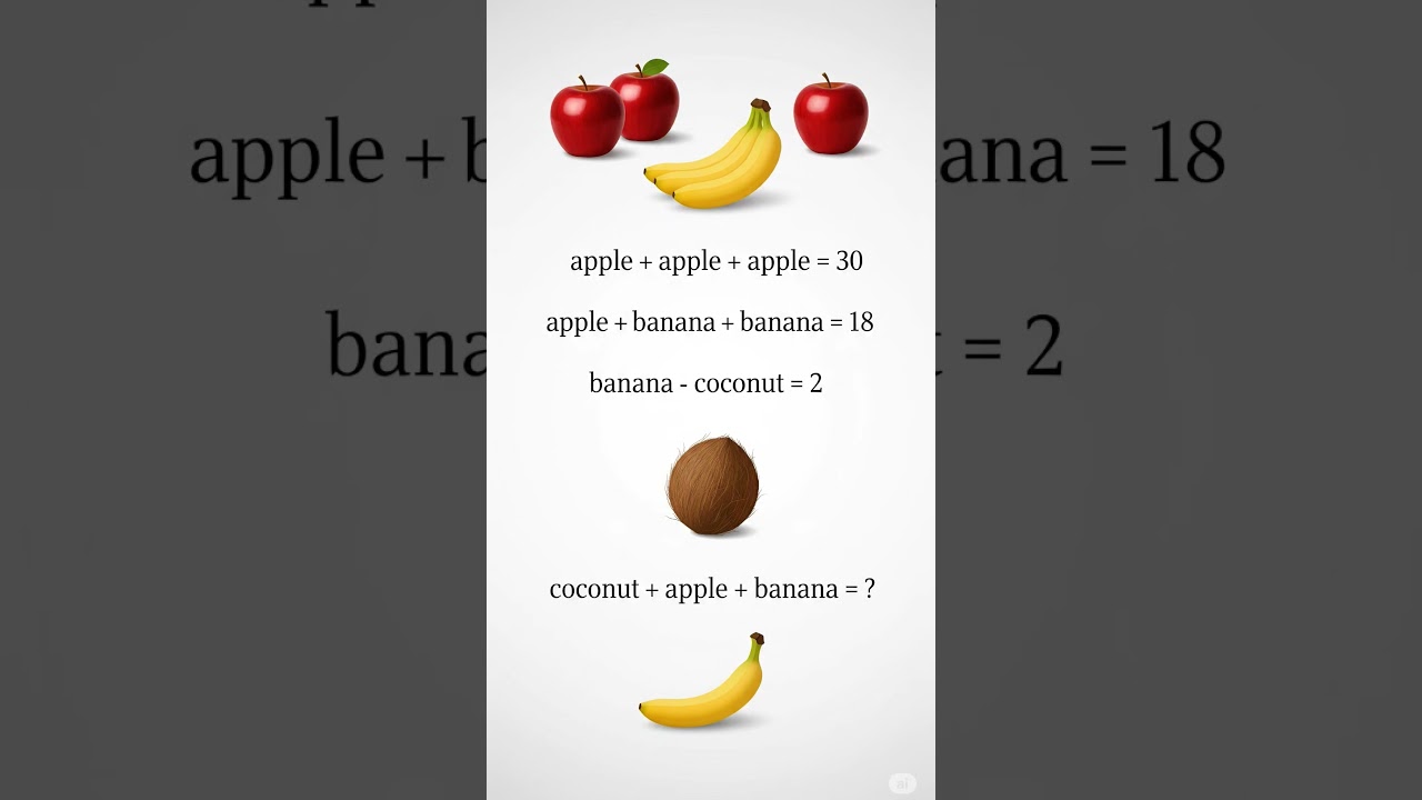 *"🍉 MATH FRUIT CHALLENGE 🔥 Solve the Equation 🧩 Answerl🎉 