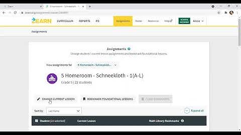 Zearn - Digital Lessons - Assign/Change