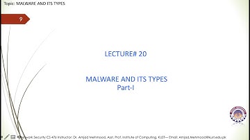 FACULTY047 CS476 KUST2020 L20 V1 Malware and its Types