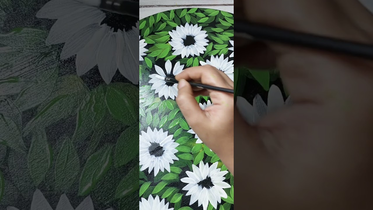 Flowers Painting on Mdf Board