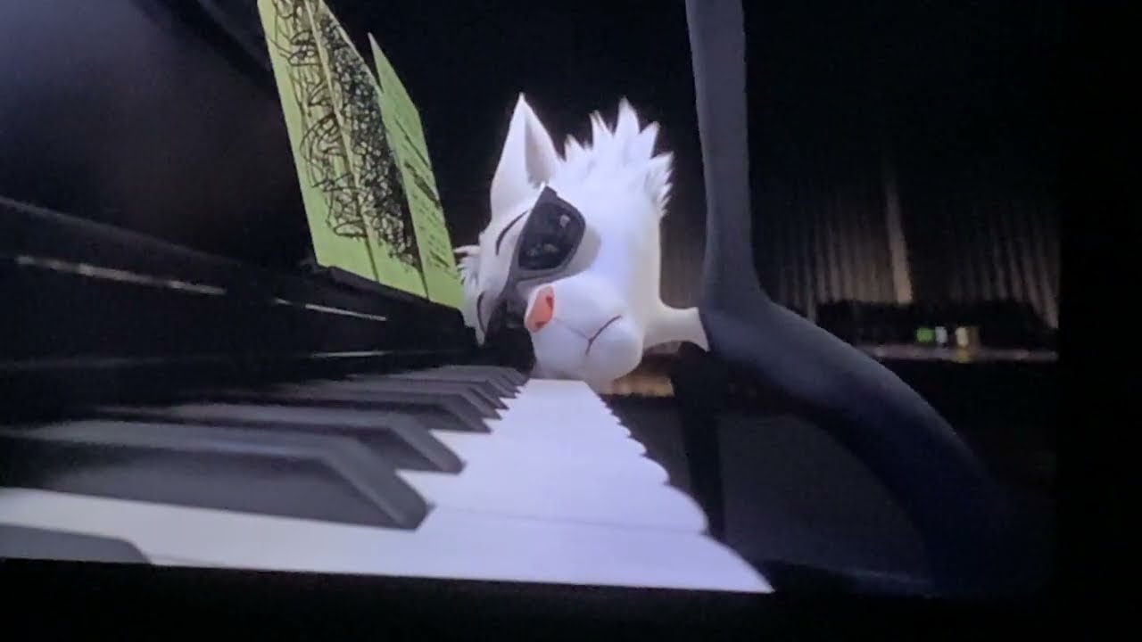 Rock dog angus Scadergood playing the piano funny scene