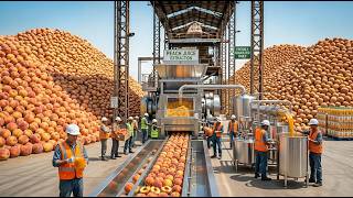 Inside a Peach Processing Plant | Full Juice Production Process