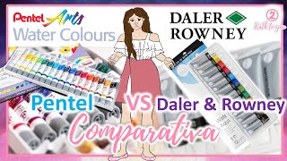 Comparativa | Acuarelas Pentel VS Acuarelas Daler & Rowney | 18 y 12 tubos