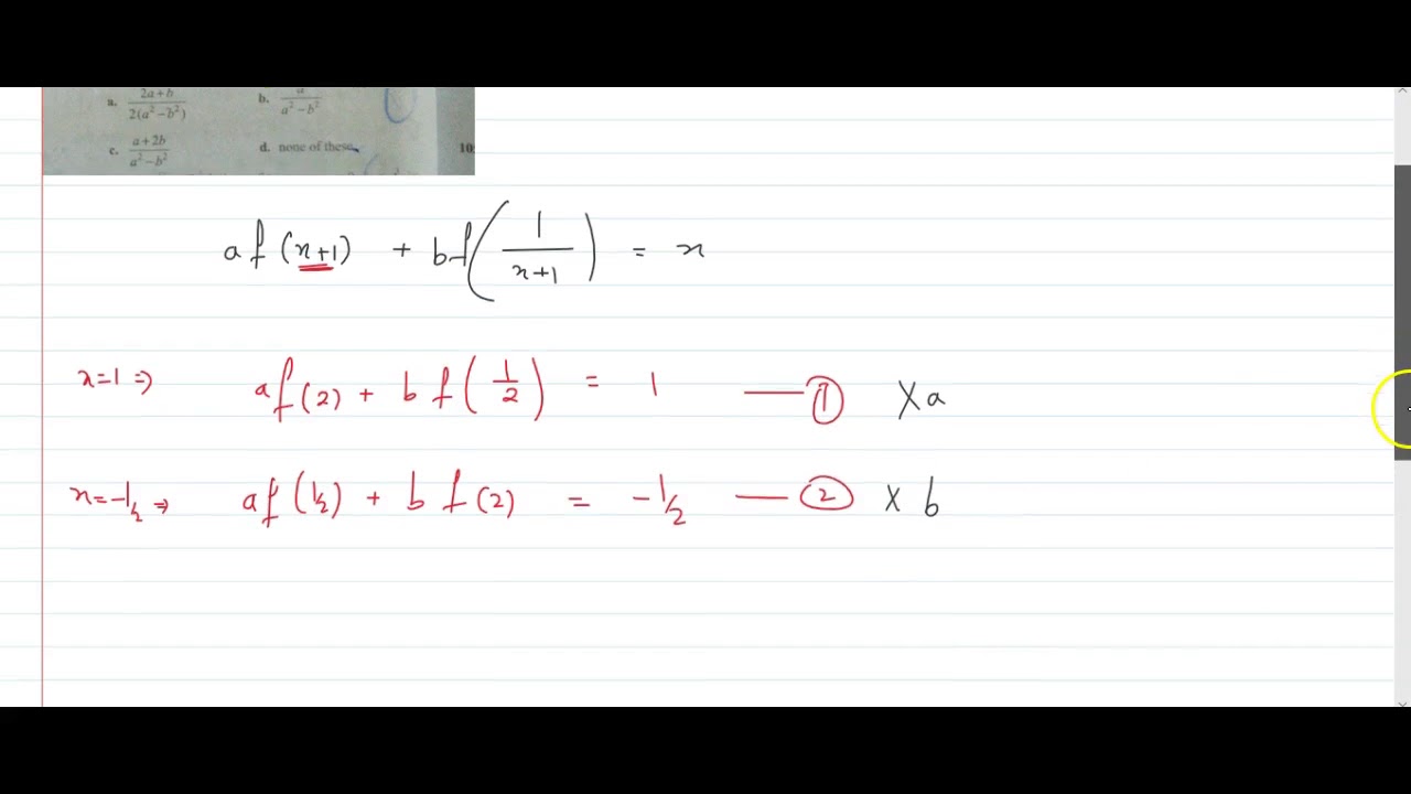 If A F X 1 B F 1 X 1 X X 1 A B Then F 2 Is Equal To Youtube