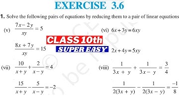 Pair of Linear Equations in Two Variables Class 10th Exercise 3.6 - Q1 (v to  viii)