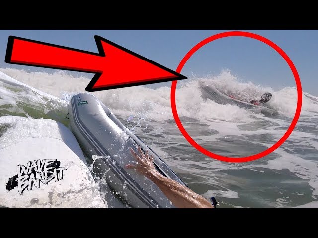 DINGHY BOAT TAKEN OUT by SET WAVES on OUTER SAND BAR 