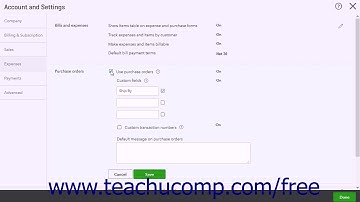 QuickBooks Online Plus 2017 Tutorial Enabling Custom Fields in Purchase Orders Intuit Training
