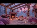 Valentine Pink Snow Porch Soothing Piano Jazz Fireplace Glow For Relaxation And Stress Relief 