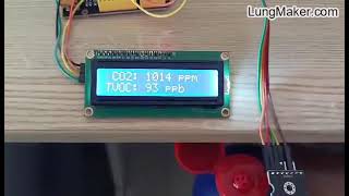 Arduino วัดก๊าซคาร์บอนไดออกไซด์ แสดงผลที่จอ LCD