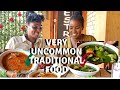 DIASPORAN TRIES  UNUSUAL TRADITIONAL GHANAIAN FOOD IN A TRADITIONAL CHOP BAR | GHANA FOOD IN ACCRA