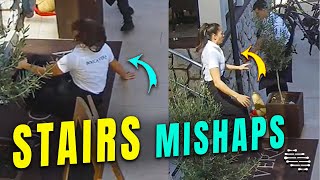 Girl Falls Stepping Down the Stairs