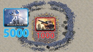 Flak Troopers surrounded by Rocketeers  🎮 1k vs 5k 🎮 Red Alert 2