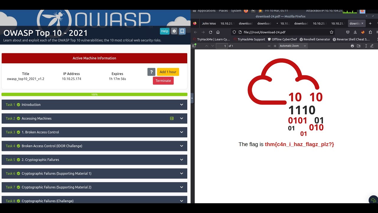Owasp top 10 2021 tryhackme task 22 admin area flag sal1 youtube
