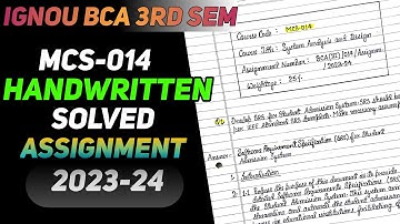 MCS-014 Handwritten Solved Assignment 2023-24 || IGNOU BCA 3rd Semester Handwritten Assignment 2023