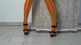 Verona Wet Look Bodysuit With Matching Thigh High Stockings Try On