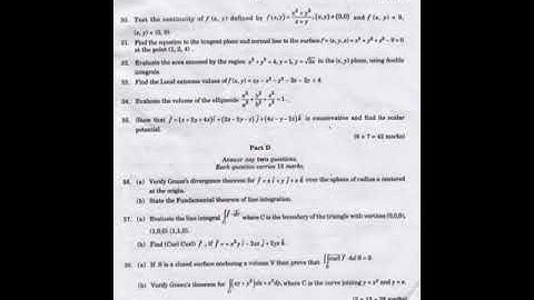 Vector Calculus |fifth semester degree |question paper