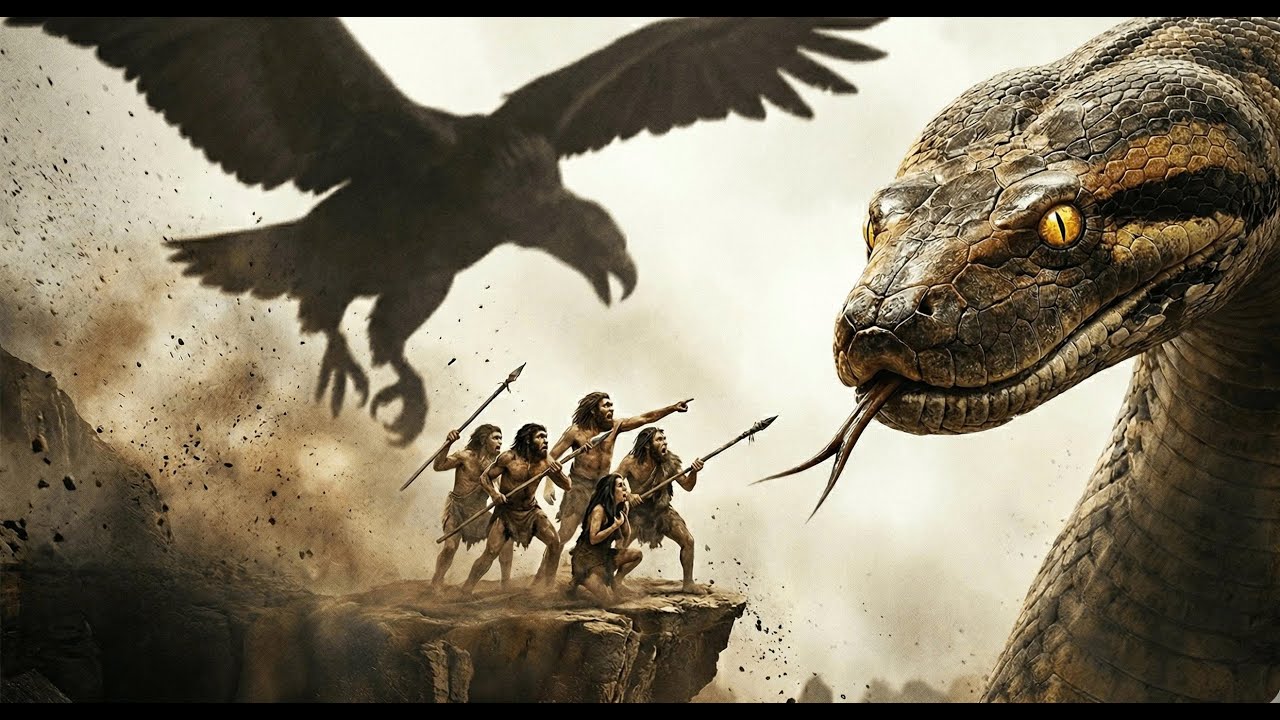 Prehistoric Fight: Giant Snake vs. Terror Birds 