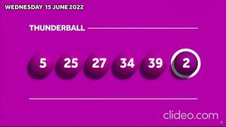 Thunderball Wednesday Draw  15/06/2022 | The National Lottery of 15 June | Wednesday Draw 15/06/2022