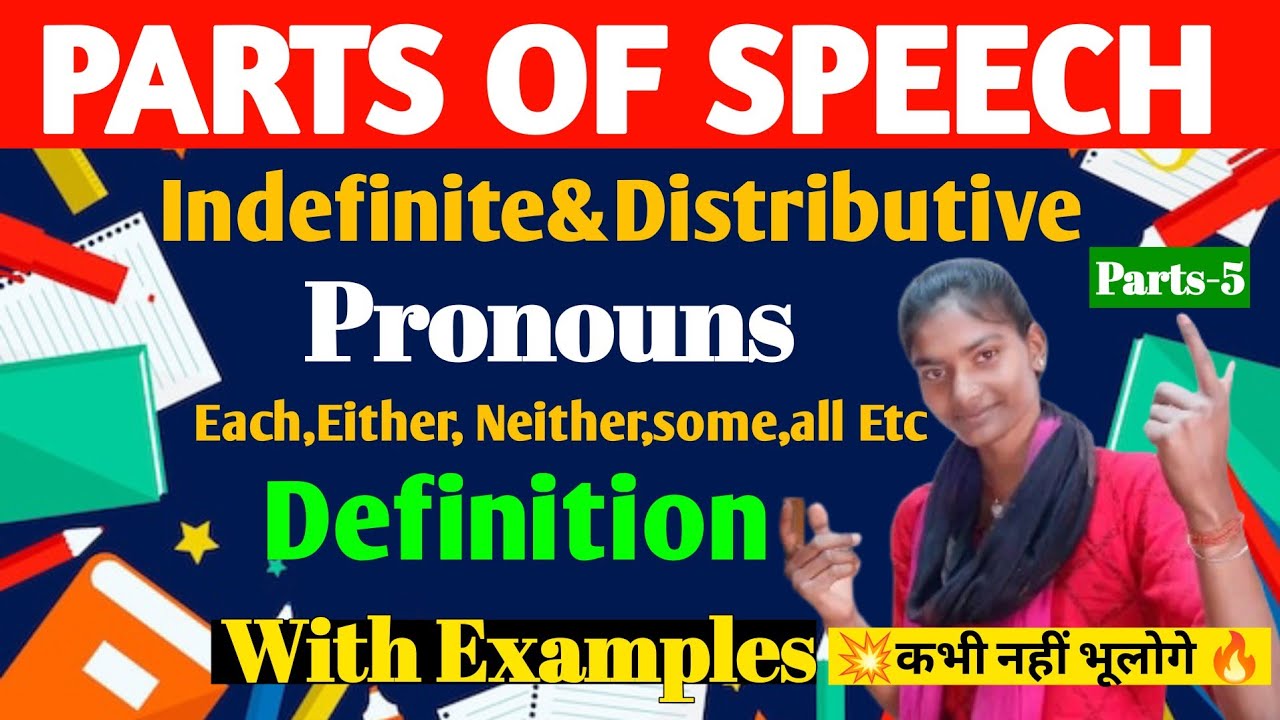 Define Each Indefinite / Distributive Pronouns (Each, Eithar, Neither,some,all Etc ...