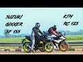 KTM RC 125 VS SUZUKI GIXXER SF 155 | LONG RACE | TOP END