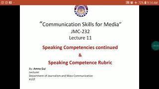 Speaking Competencies + Rubric
