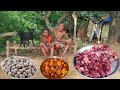 traditional lifestyle of old GRANDMA &amp; GRANDPA | cooking CHICKEN CURRY and eating | rural lifestyle