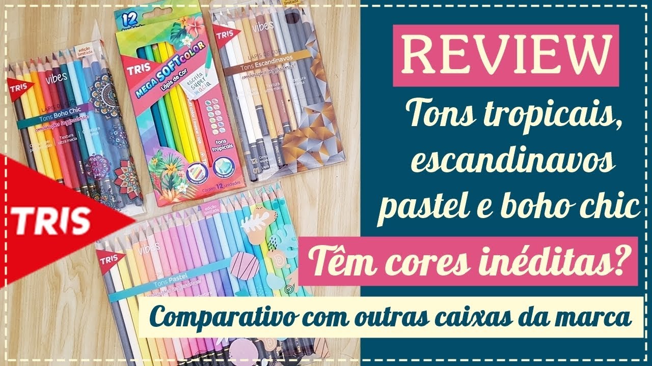 REVIEW lápis de Cor - Tris tons tropicais, escandinavos, boho chic e pastel