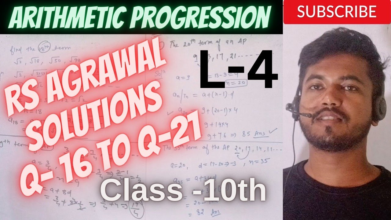 Class 10th Arithmetic Progression cbse maths RS Agrawal Solutions Class 10th arithmetic progression cbse maths rs agrawal solutions