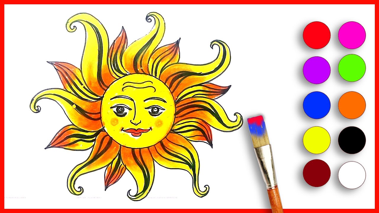 🌞 SUN - Sun with Face Drawing Easy | Drawing and Painting Easy Step by Step Videos for Kids ☀️⭐